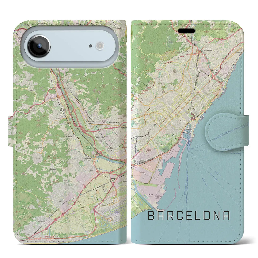 【バルセロナ（スペイン）】地図柄iPhoneケース（手帳タイプ）ナチュラル・iPhone 17 Pro Max 用