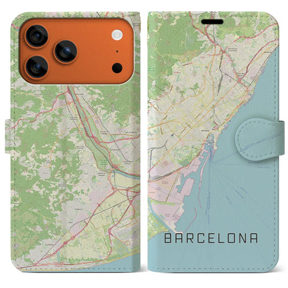 【バルセロナ（スペイン）】地図柄iPhoneケース（手帳タイプ）