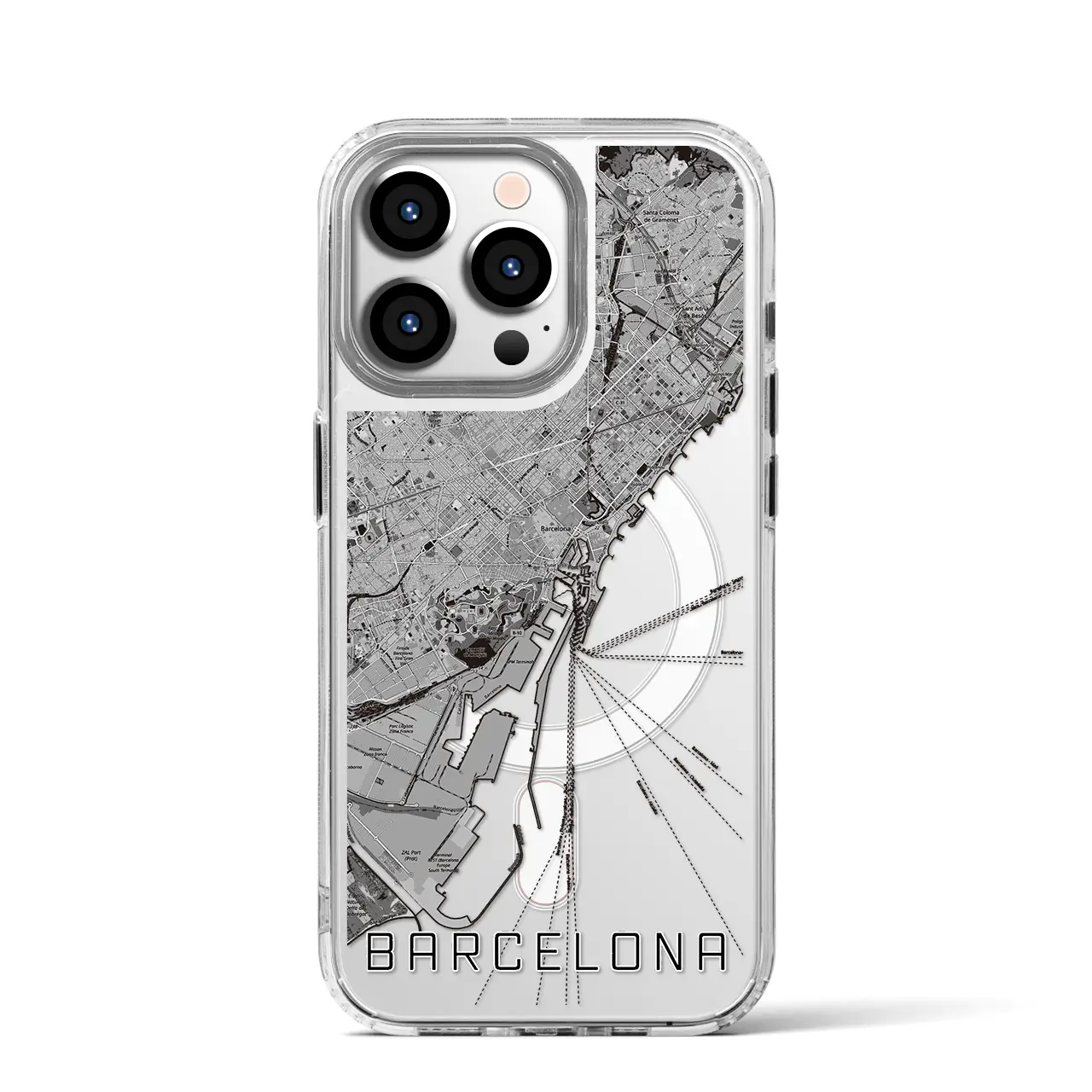 【バルセロナ（スペイン）】地図柄iPhoneケース（MagSafeタイプ）