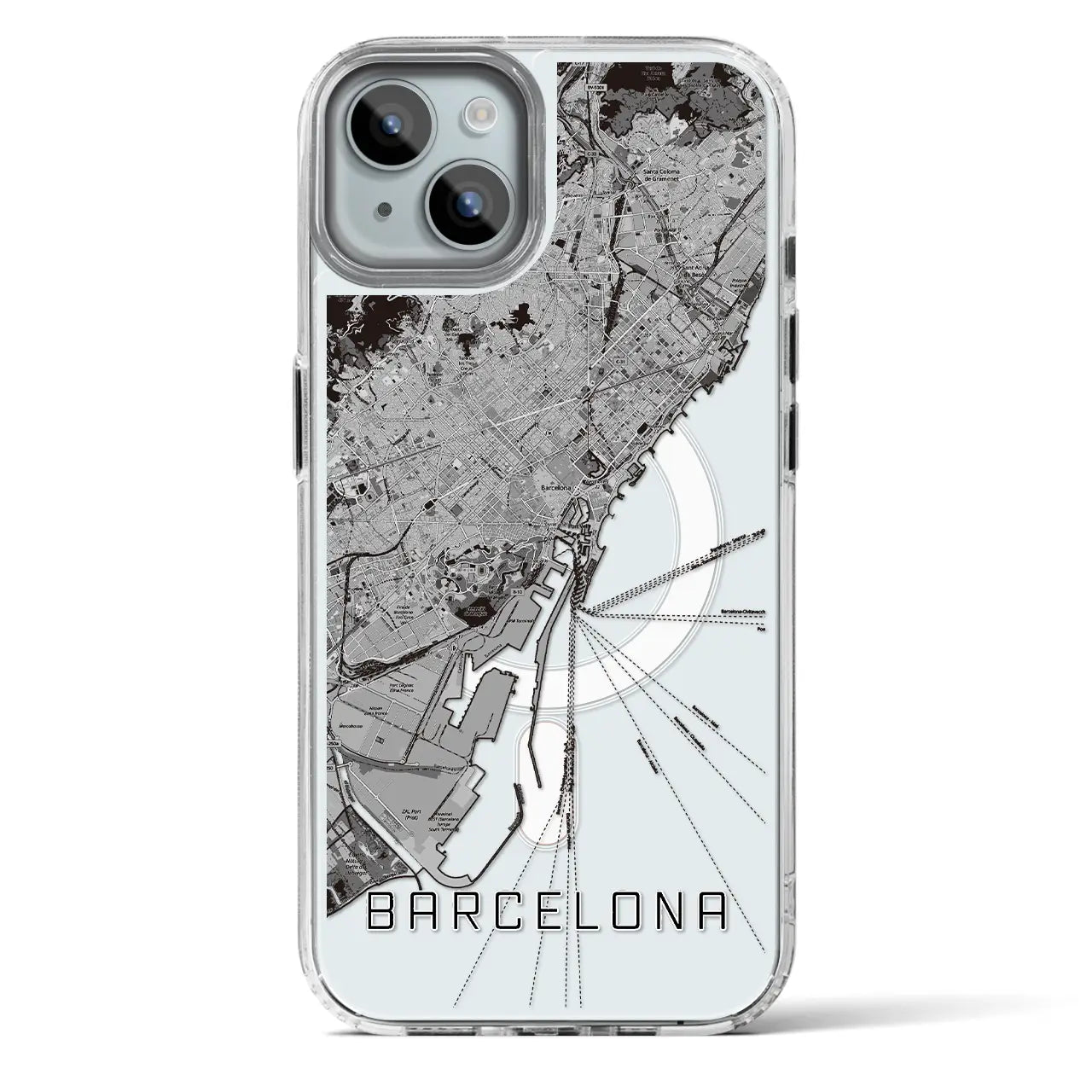 【バルセロナ（スペイン）】地図柄iPhoneケース（MagSafeタイプ）