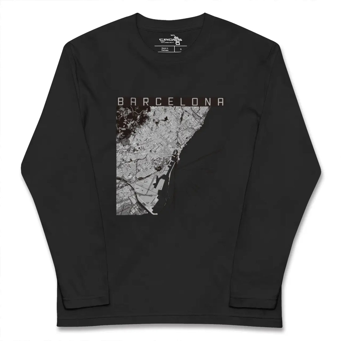 【バルセロナ(スペイン)】地図柄ロングスリーブTシャツ
