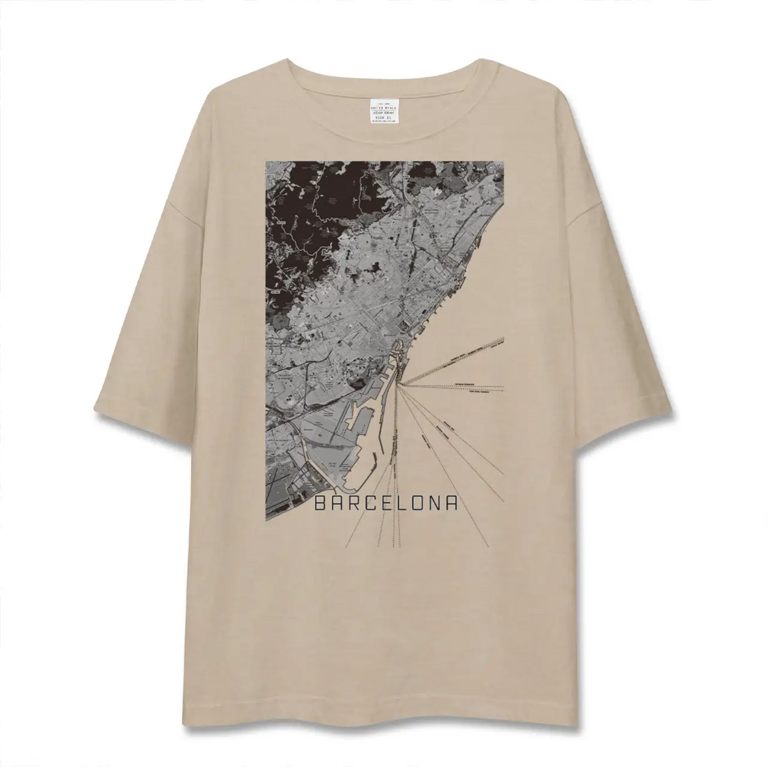 【バルセロナ（スペイン）】地図柄ビッグシルエットTシャツ