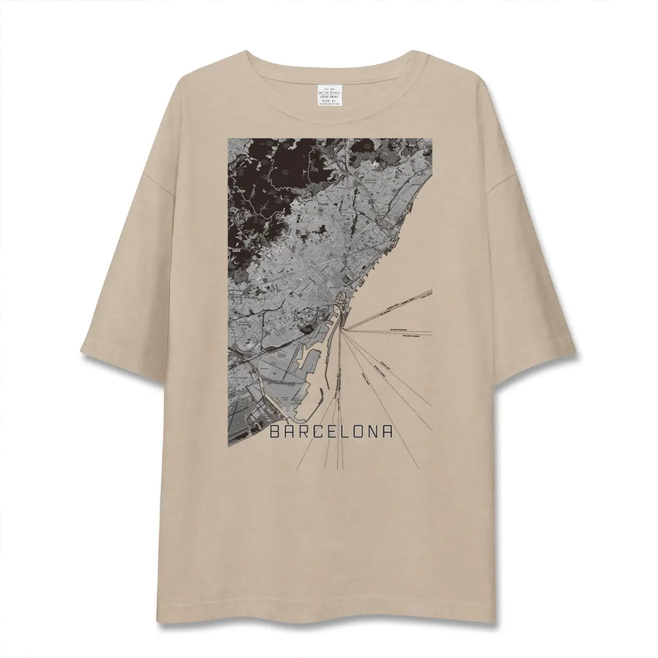 【バルセロナ（スペイン）】地図柄ビッグシルエットTシャツ