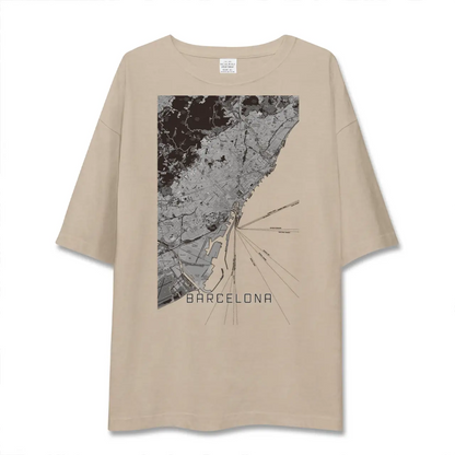 【バルセロナ（スペイン）】地図柄ビッグシルエットTシャツ