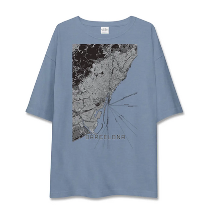 【バルセロナ（スペイン）】地図柄ビッグシルエットTシャツ