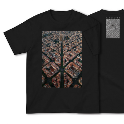 【バルセロナ（スペイン）】Map World ハイクオリティTシャツ