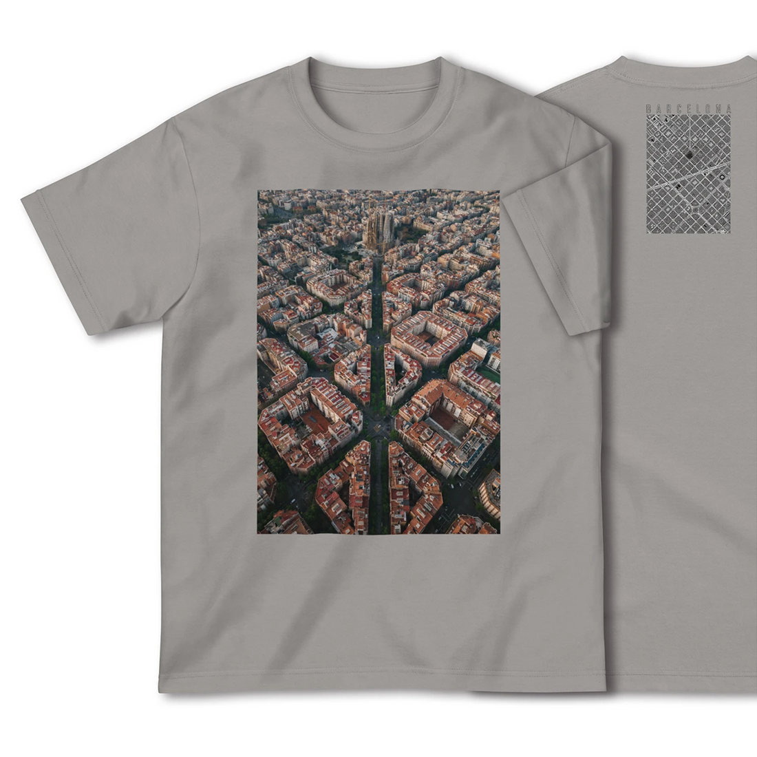 【バルセロナ(スペイン)】Map World ハイクオリティTシャツ