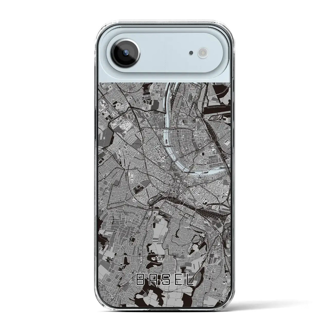 【バーゼル(スイス)】地図柄iPhoneケース(クリアタイプ)モノトーン・iPhone 17 Pro Max 用