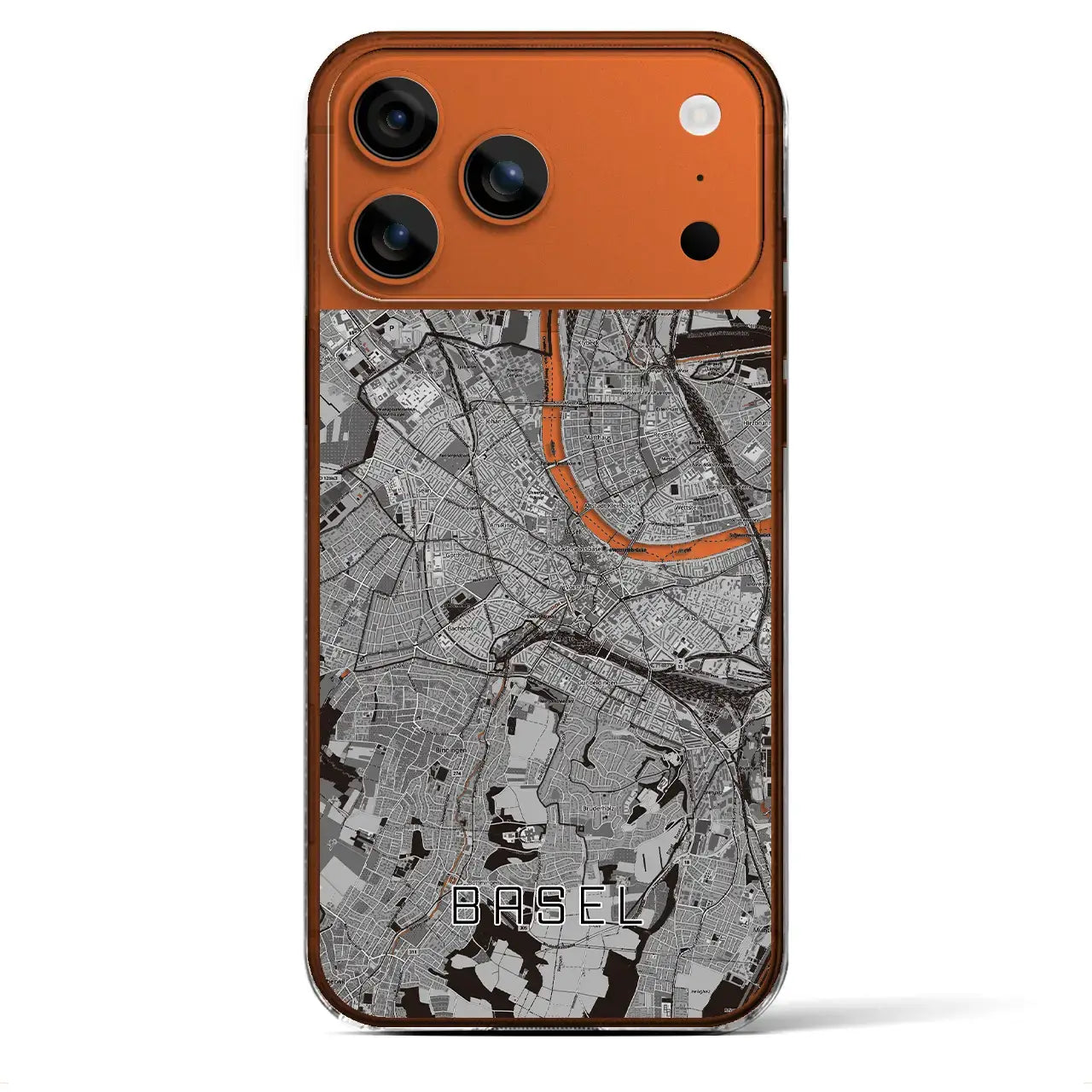 【バーゼル（スイス）】地図柄iPhoneケース（クリアタイプ）モノトーン・iPhone 17 Pro Max 用