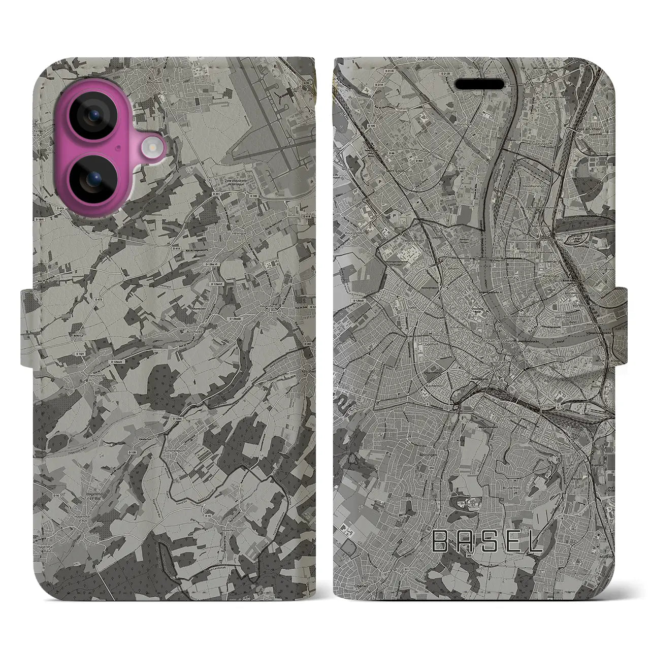 【バーゼル（スイス）】地図柄iPhoneケース（手帳タイプ）