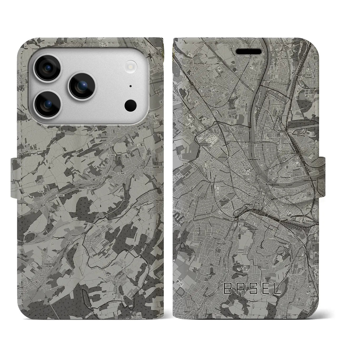 【バーゼル（スイス）】地図柄iPhoneケース（手帳タイプ）