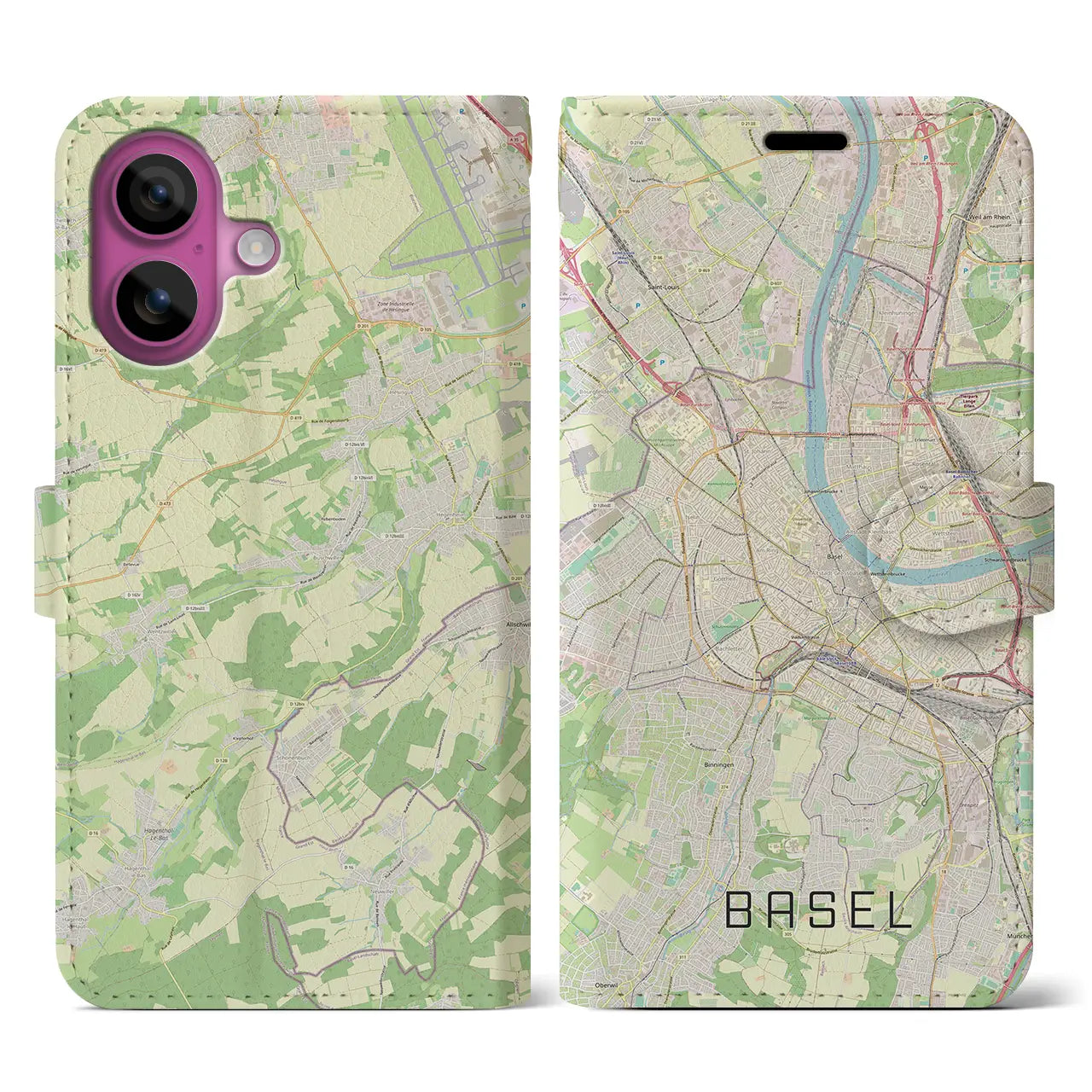 【バーゼル（スイス）】地図柄iPhoneケース（手帳タイプ）