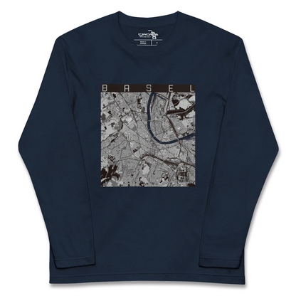 【バーゼル（スイス）】地図柄ロングスリーブTシャツ