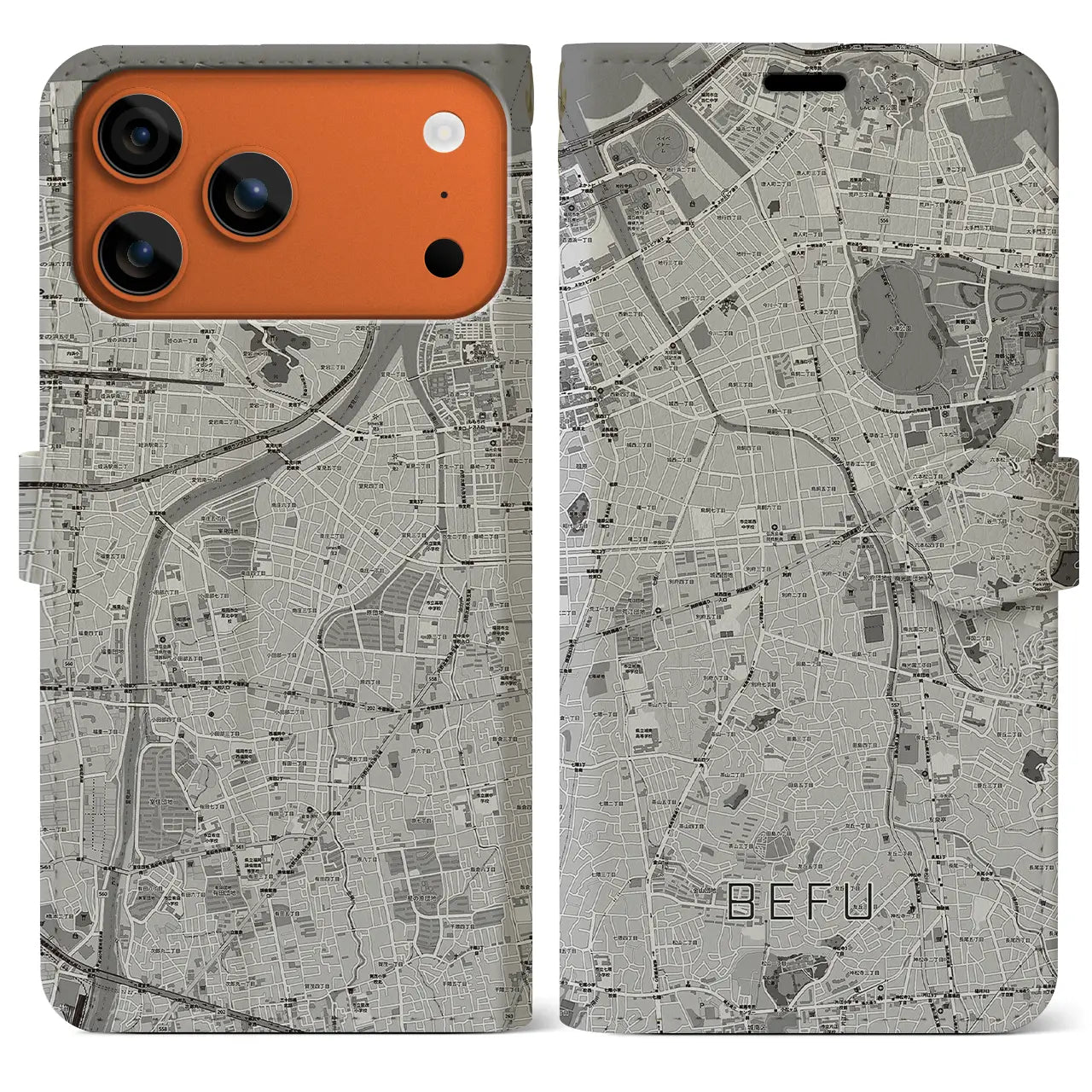 【別府（福岡県）】地図柄iPhoneケース（手帳タイプ）