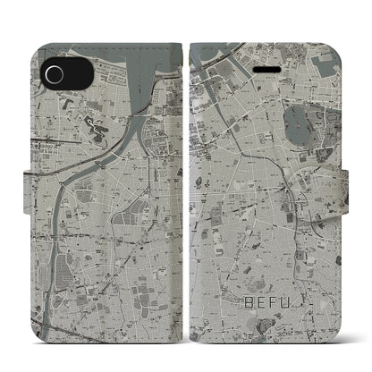 【別府（福岡県）】地図柄iPhoneケース（手帳タイプ）モノトーン・iPhone SE（第3 / 第2世代） / 8 / 7 / 6s / 6 用