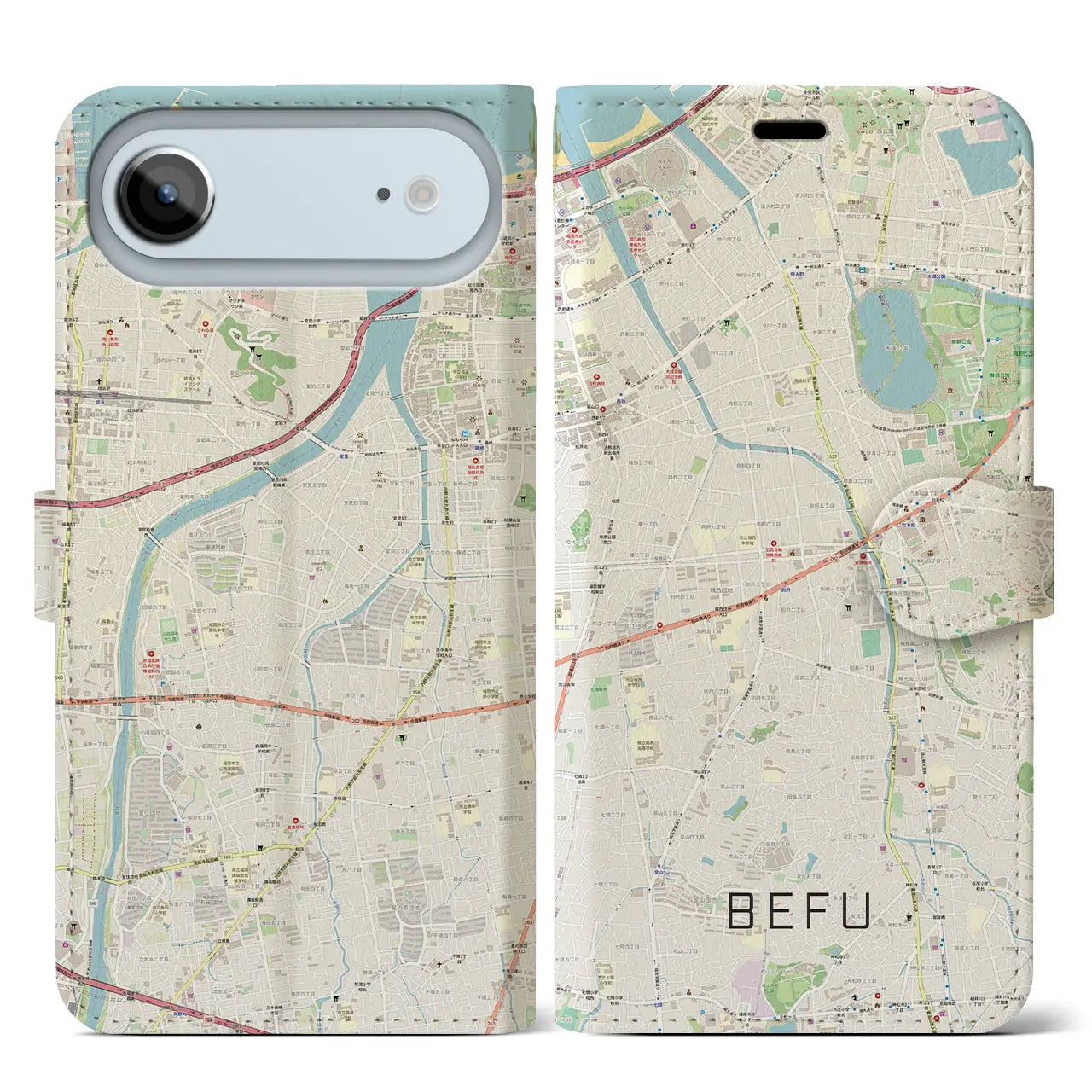 【別府（福岡県）】地図柄iPhoneケース（手帳タイプ）