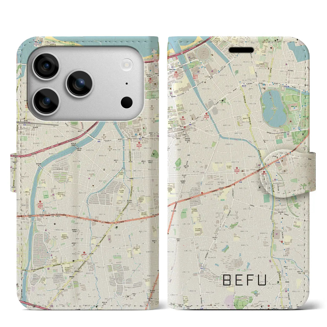 【別府（福岡県）】地図柄iPhoneケース（手帳タイプ）