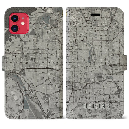 【北京（中華人民共和国）】地図柄iPhoneケース（手帳タイプ）モノトーン・iPhone 11 用
