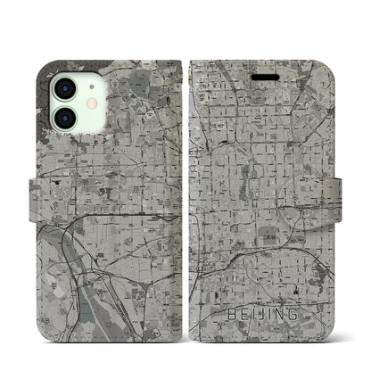 【北京（中華人民共和国）】地図柄iPhoneケース（手帳タイプ）モノトーン・iPhone 12 mini 用