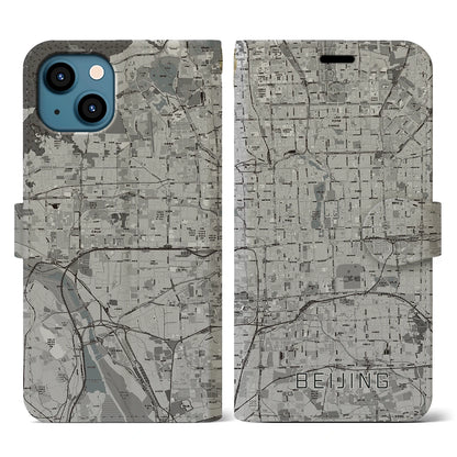【北京（中華人民共和国）】地図柄iPhoneケース（手帳タイプ）モノトーン・iPhone 13 用