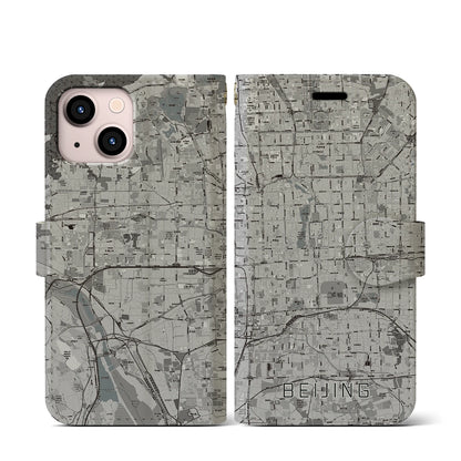 【北京（中華人民共和国）】地図柄iPhoneケース（手帳タイプ）モノトーン・iPhone 13 mini 用