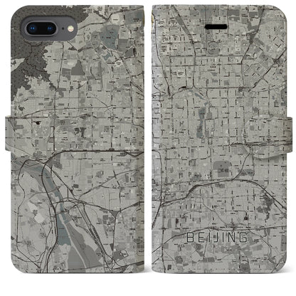 【北京（中華人民共和国）】地図柄iPhoneケース（手帳タイプ）モノトーン・iPhone 8Plus /7Plus / 6sPlus / 6Plus 用