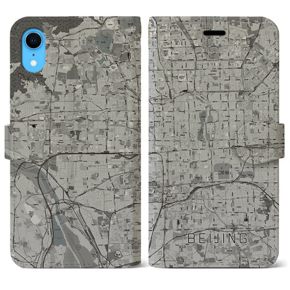 【北京（中華人民共和国）】地図柄iPhoneケース（手帳タイプ）モノトーン・iPhone XR 用