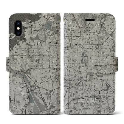 【北京（中華人民共和国）】地図柄iPhoneケース（手帳タイプ）モノトーン・iPhone XS / X 用
