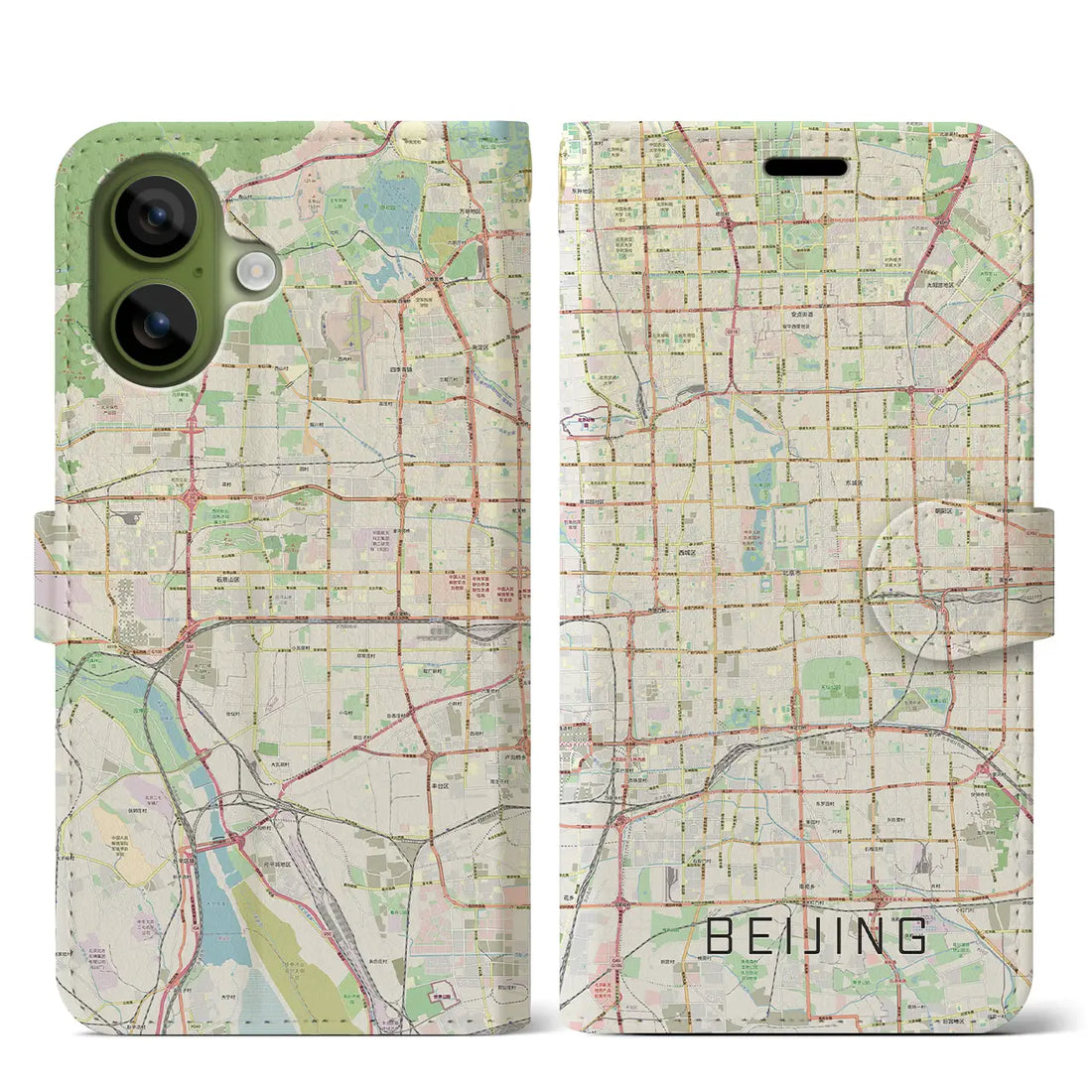 【北京（中華人民共和国）】地図柄iPhoneケース（手帳タイプ）ナチュラル・iPhone 17 Pro Max 用