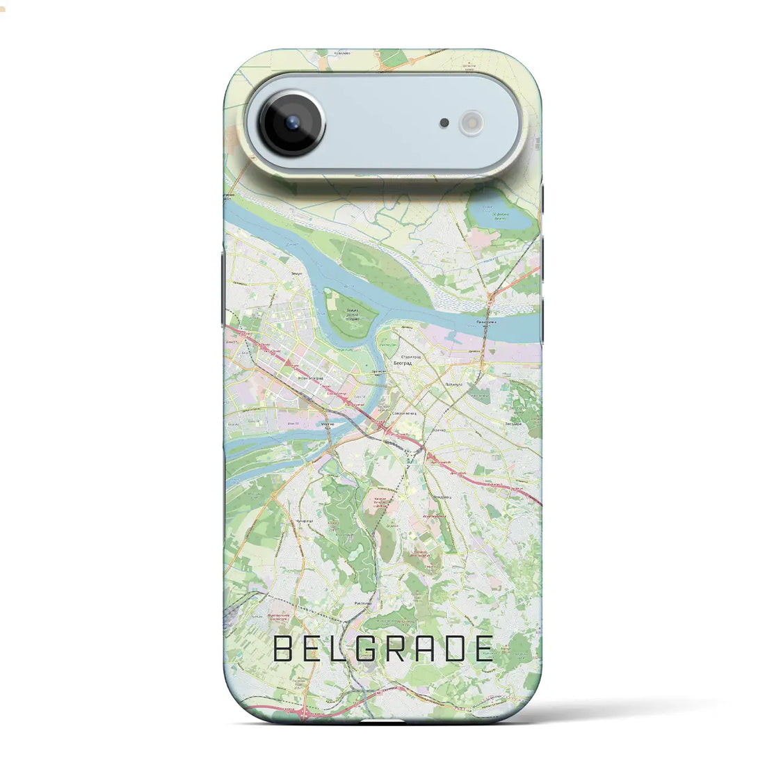 【ベオグラード(セルビア)】地図柄iPhoneケース(バックカバータイプ)ブラック・iPhone 17 Pro Max 用