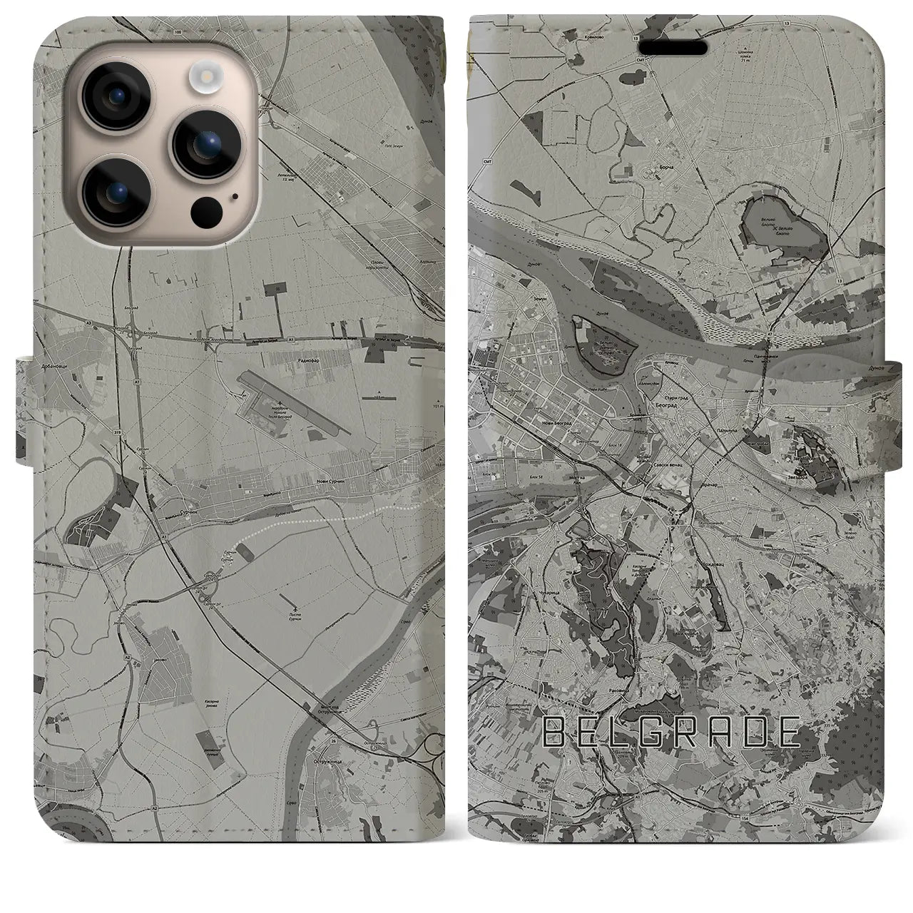 【ベオグラード（セルビア）】地図柄iPhoneケース（手帳タイプ）