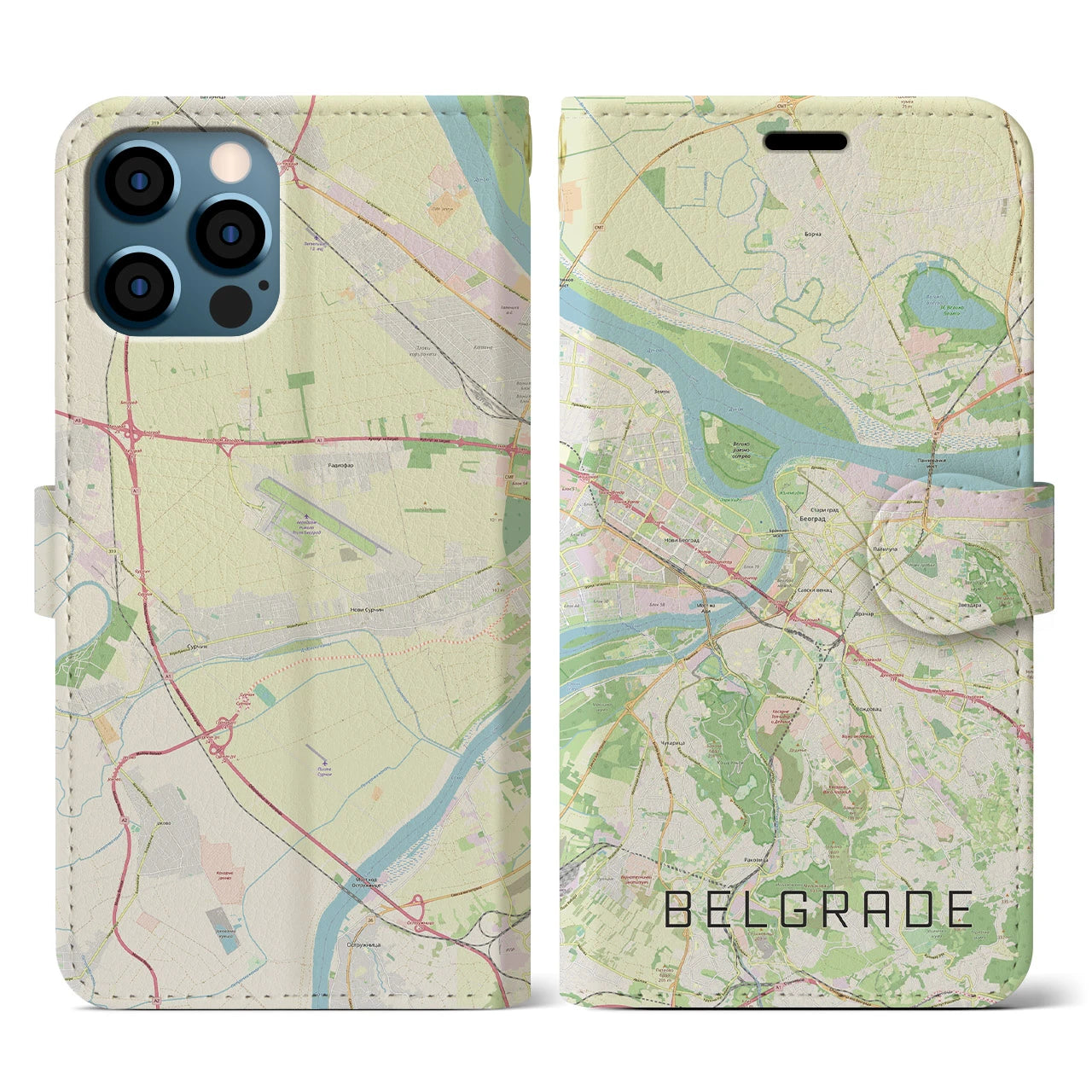 【ベオグラード（セルビア）】地図柄iPhoneケース（手帳タイプ）
