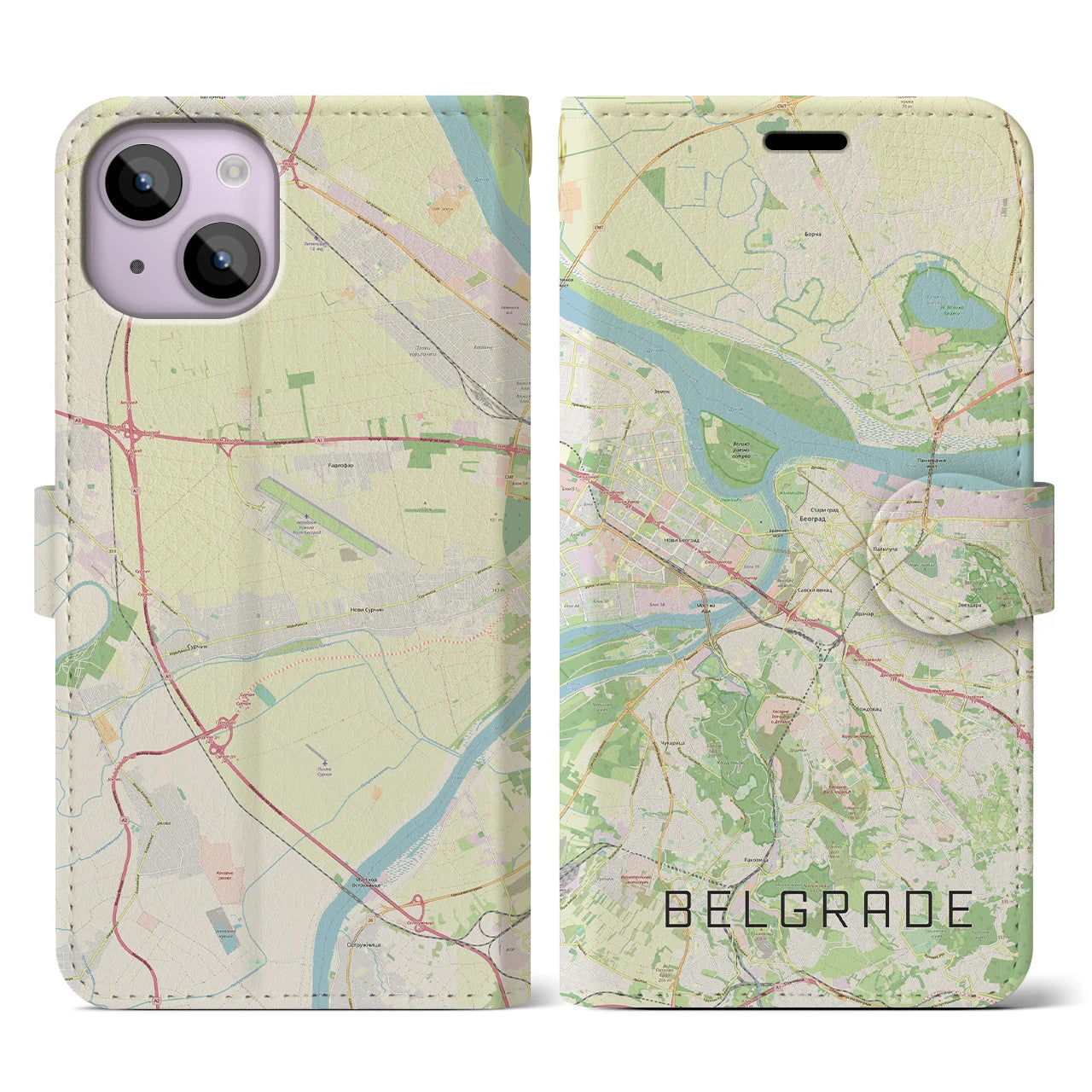 【ベオグラード（セルビア）】地図柄iPhoneケース（手帳タイプ）