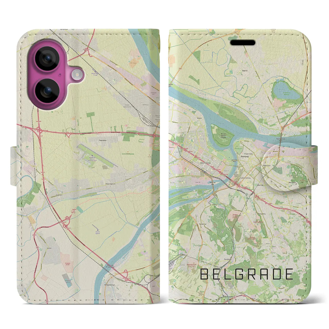 【ベオグラード（セルビア）】地図柄iPhoneケース（手帳タイプ）