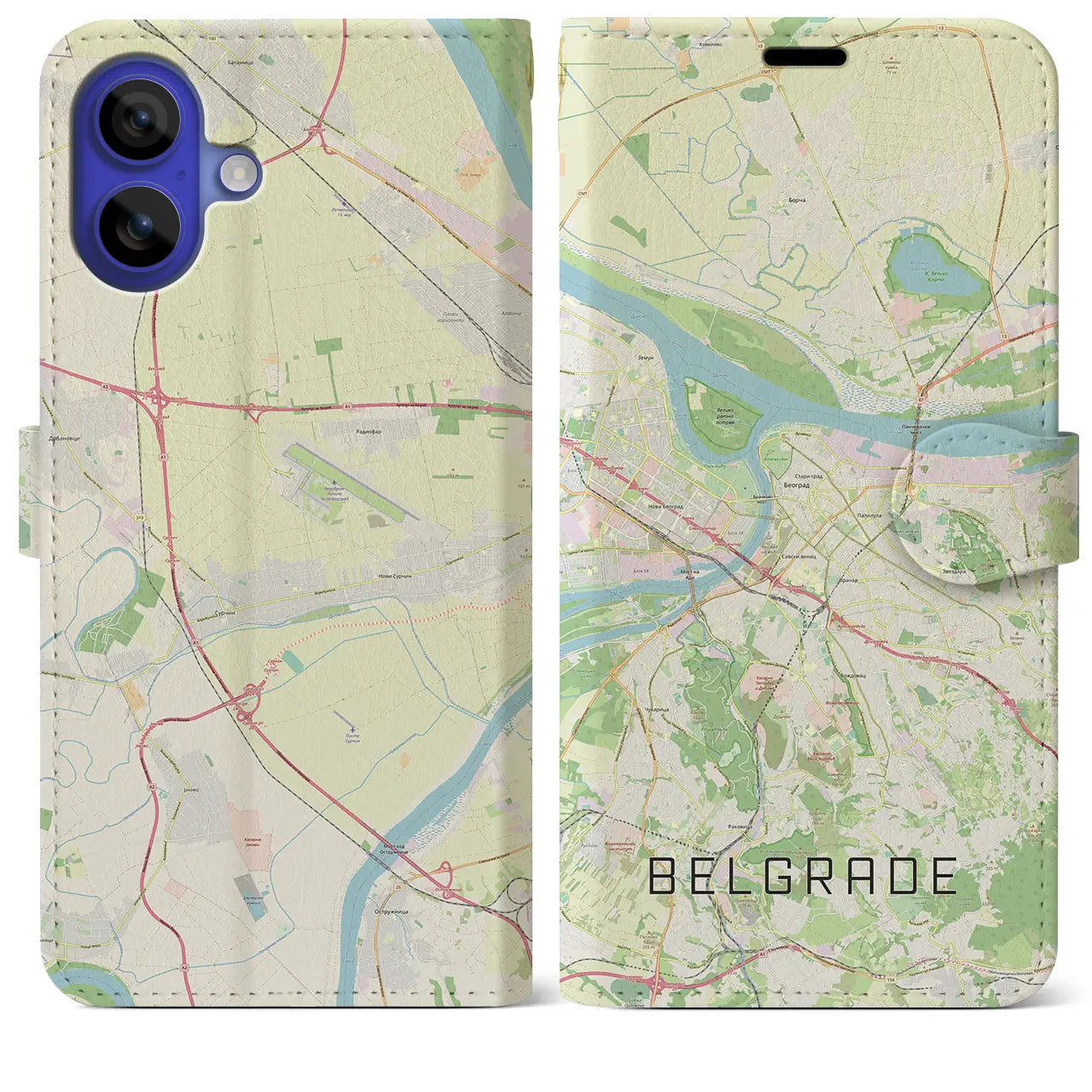 【ベオグラード（セルビア）】地図柄iPhoneケース（手帳タイプ）