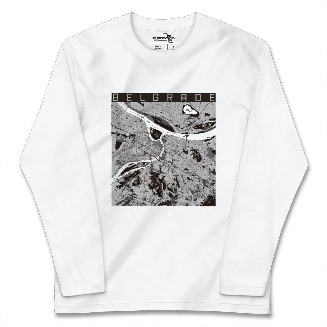 【ベオグラード(セルビア)】地図柄ロングスリーブTシャツ