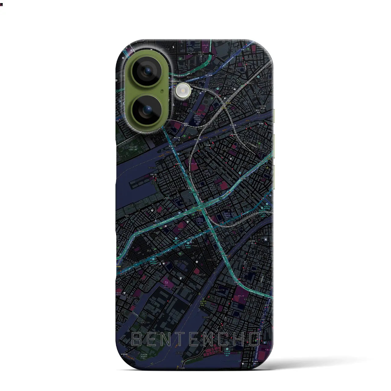 【弁天町（大阪府）】地図柄iPhoneケース（バックカバータイプ）