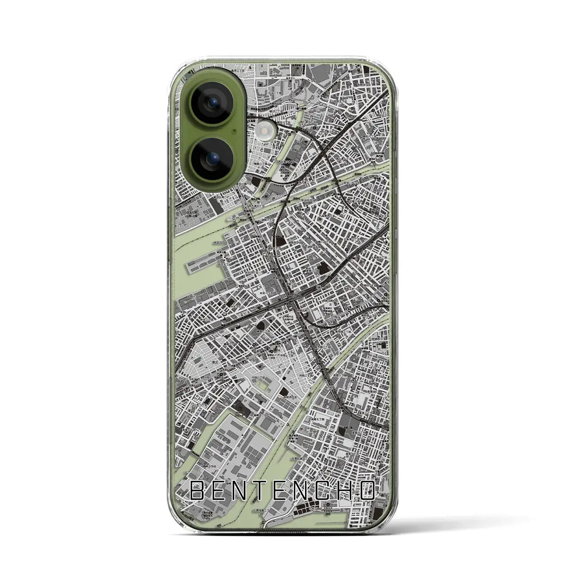 【弁天町（大阪府）】地図柄iPhoneケース（クリアタイプ）モノトーン・iPhone 17 Pro Max 用