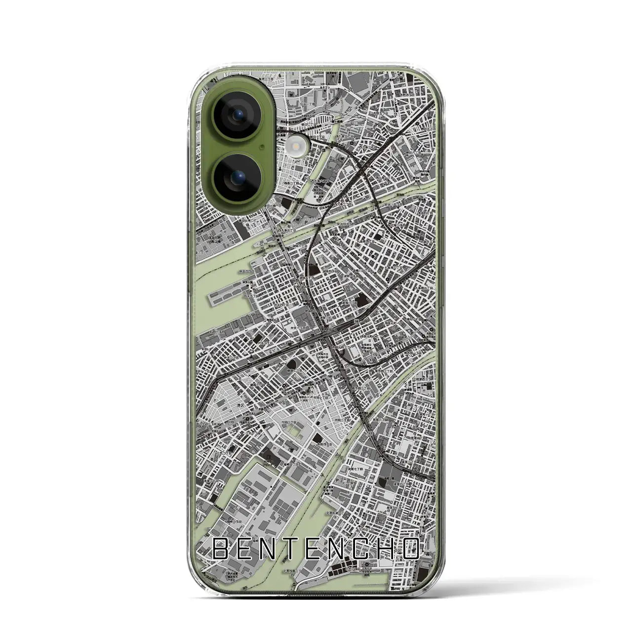 【弁天町（大阪府）】地図柄iPhoneケース（クリアタイプ）モノトーン・iPhone 17 Pro Max 用