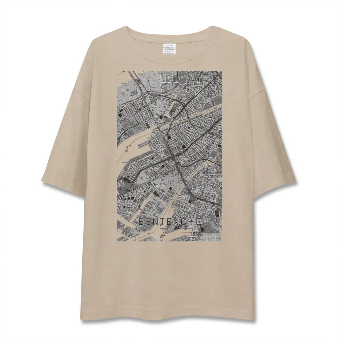 【弁天町（大阪府）】地図柄ビッグシルエットTシャツ