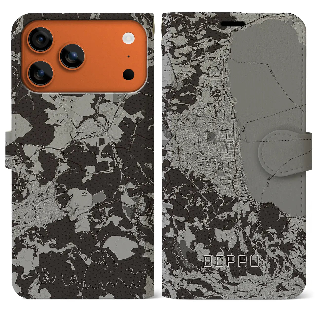 【別府（大分県）】地図柄iPhoneケース（手帳タイプ）