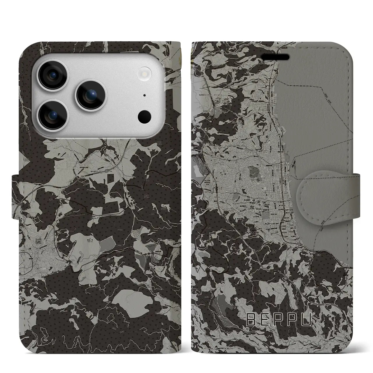 【別府（大分県）】地図柄iPhoneケース（手帳タイプ）