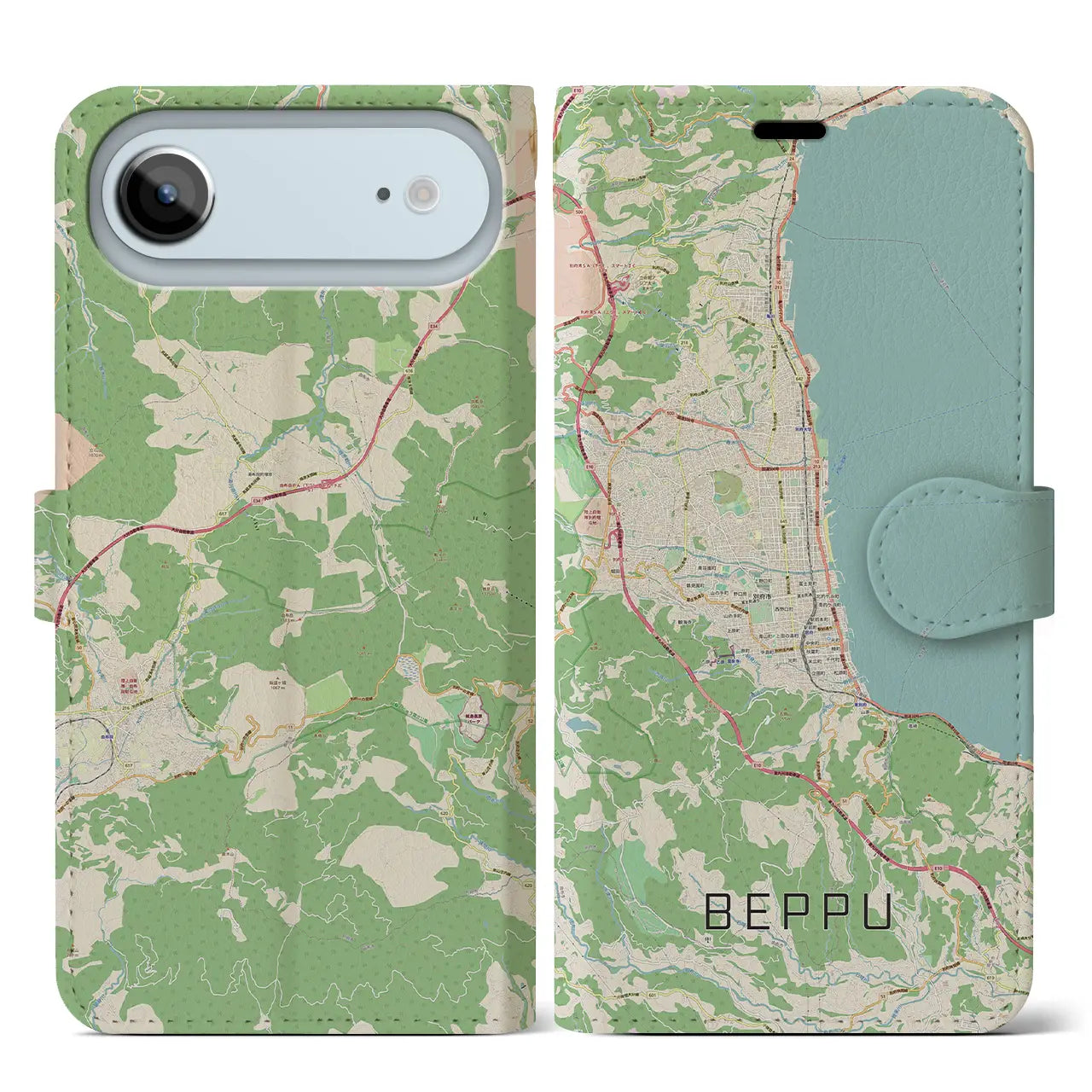 【別府（大分県）】地図柄iPhoneケース（手帳タイプ）