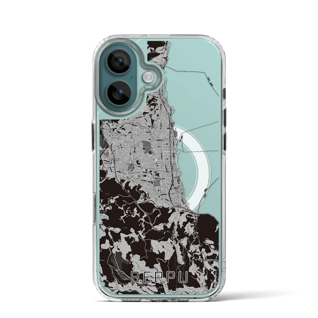 【別府（大分県）】地図柄iPhoneケース（MagSafeタイプ）モノトーン・iPhone 16 Pro 用