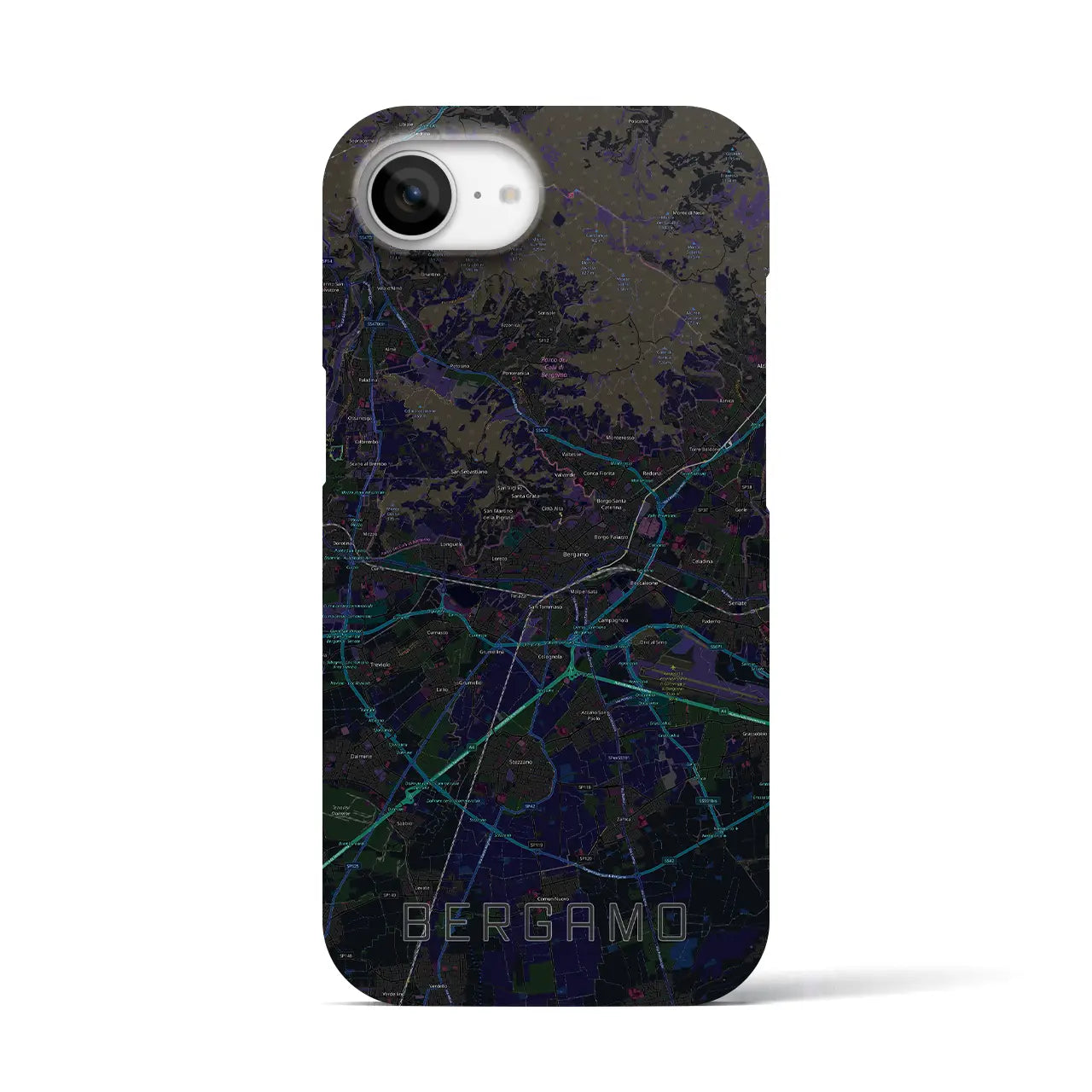 【ベルガモ（イタリア）】地図柄iPhoneケース（バックカバータイプ）