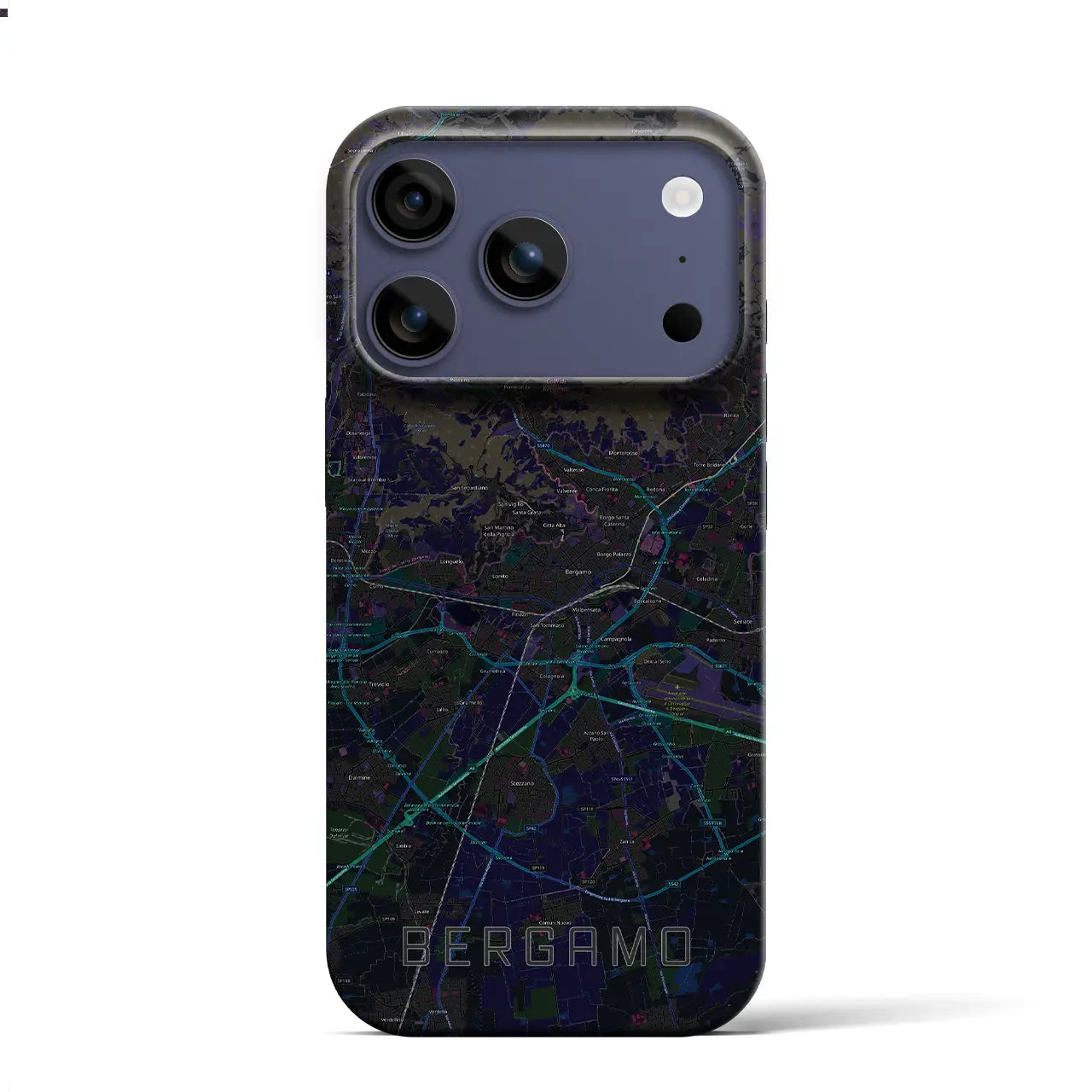 【ベルガモ（イタリア）】地図柄iPhoneケース（バックカバータイプ）