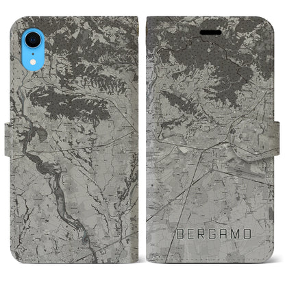 【ベルガモ（イタリア）】地図柄iPhoneケース（手帳タイプ）モノトーン・iPhone XR 用