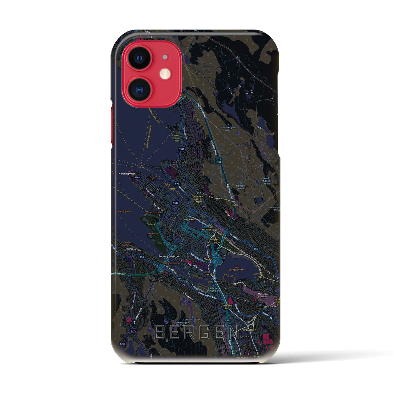 【ベルゲン（ノルウェー）】地図柄iPhoneケース（バックカバータイプ）