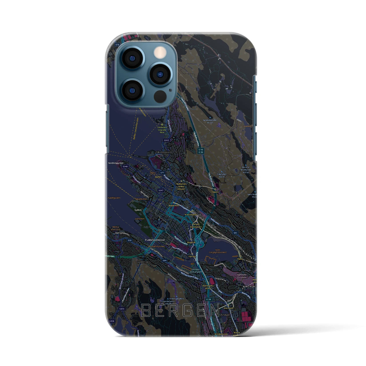 【ベルゲン（ノルウェー）】地図柄iPhoneケース（バックカバータイプ）