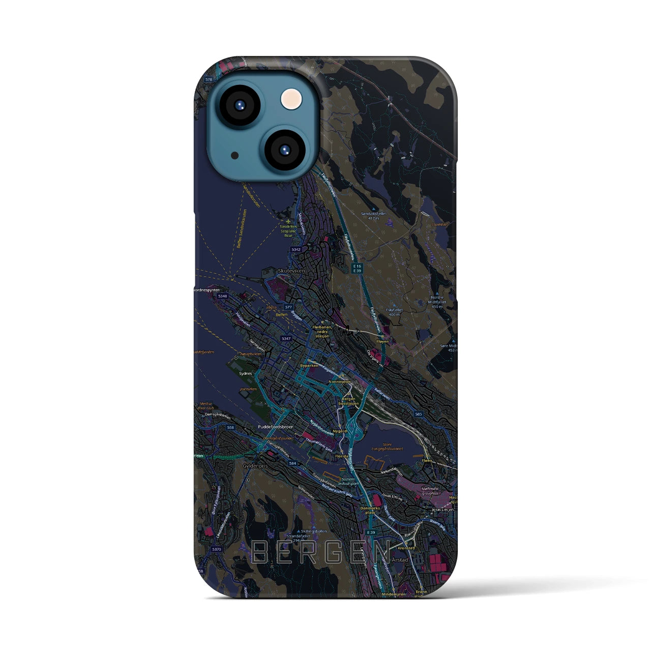 【ベルゲン（ノルウェー）】地図柄iPhoneケース（バックカバータイプ）